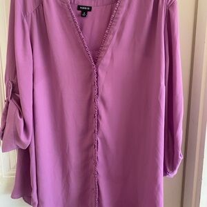 Torrid Mauve Blouse with Ruffle Trim